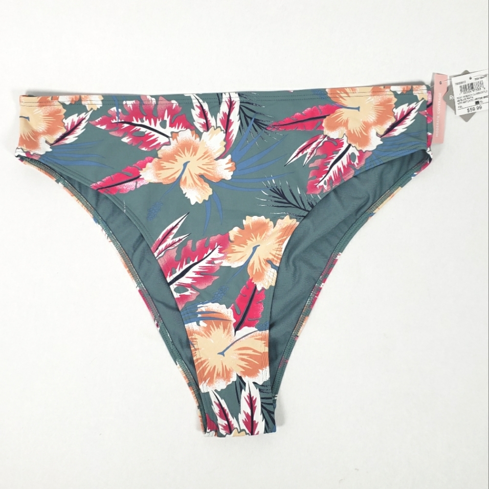 Roxy Floral and Green Highwaisted Bikini Bottom XL
